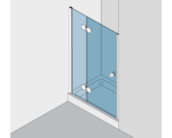 Beschlagset BH 112 Typ 200W, mit Hebe-Senk-Funktion, für 1 Duschtür 180° an Festteil, befestigt mit Profil, in Nische, DIN links