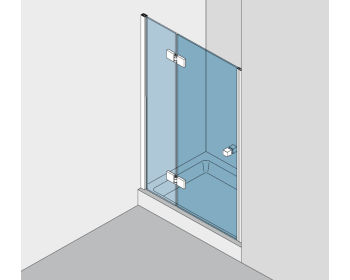 Beschlagset BH 112 Typ 200W, mit Hebe-Senk-Funktion, fuer 1 Duschtuer 180° an Festteil, befestigt mit Profil, in Nische, DIN links