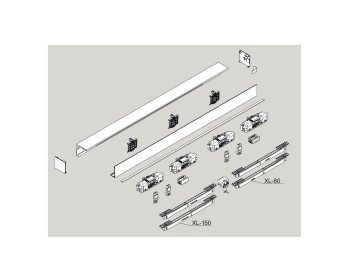 DORMA MUTO Comfort XL 150 Schiebetürset zur Wandmontage für zweiflügelige Schiebetür