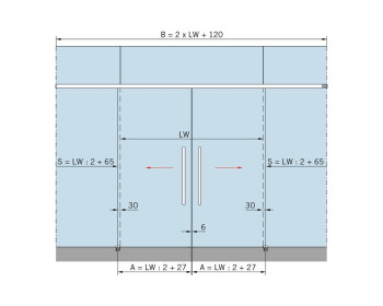 MUTO XL 150 Darstellung 2flg. Schiebetür Glas an Glas montiert