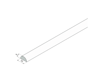 Acryl Halbrundstab als Schwallschutz 5 mm hoch, 10 mm breit zum Aufkleben auf den Boden oder die Duschtasse