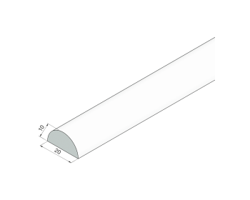 Acryl Halbrundstab als Schwallschutz 10 mm hoch, 20 mm breit zum Aufkleben auf den Boden oder die Duschtasse