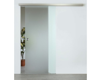 Glasschiebetuer satiniert Diamant - stark geminderter Gruenschimmer, Wandmontage mit Active Line