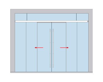 Schiebetuerbeschlag MUTO Telescopic - Glas an Glas, 4flg, Unterflurbodenfuehrung