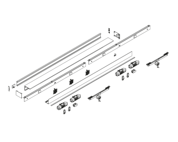 DORMA MUTO Premium Self-Closing 120 Schiebetürbeschlag-Set für 2flügelig zur Montage Glas an Glas, für max.1.500 mm Flügelbreite