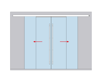 Schiebetuerbeschlag MUTO Telescopic - Wandmontage, 4flg, Unterflurbodenfuehrung