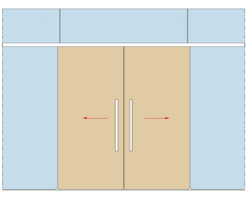 Darstellung mit einer 2flügeligen Holzschiebetür