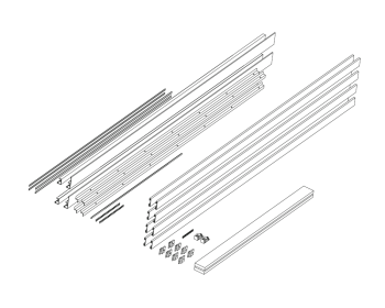 MUTO Comfort L 80 Pocket Profilbausatz für Wandtaschenbau, für eine 2fluegelige Glasschiebetuer