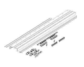 MUTO Comfort L 80 Pocket Schiebetuerbeschlag-Set für eine Wandtasch, fuer 2fluegelige Schiebetuer mit Push-to-open Funktion, zur eingelassenen Montage in einem Deckenschlitz