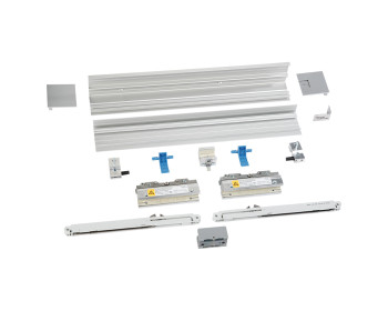 SET Schiebetuerbeschlag MUTO Comfort M 60, mit Softstop-Einheit "Dormotion" zur Wandmontage, fuer bis zu 1.300 mm Fluegelbreite