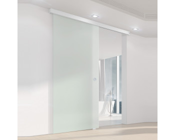 Glasschiebetür Glas mit Schiebetürbeschlag zur Deckenmontage, bis 950 mm Flügelbreite
