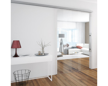 Glasschiebetür MUTO Comfort M 60 als Set bestehend aus Glasschiebetuer und Schiebetürbeschlag bis 950 mm Fluegelbreite, zur Wandmontage