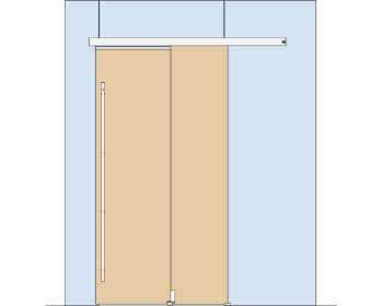 Holzschiebetuerbeschlag MUTO Telescopic - SET 35, Glas an Glas, DIN links, mitfahrende Bodenfuehrung