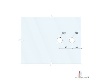 WSS STUDIO Türband - Darstellung der Glasbearbeitung. INFO:  Der Lochdurchmesser im Glas wird üblicherweise mit 18 mm gebohrt und ist ausreichend.