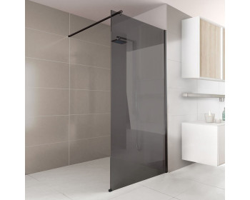 Walk-In Dusche GUBI WI-700-0110 - Ausführung mit glas Parsol grau mit Profilset in schwarz