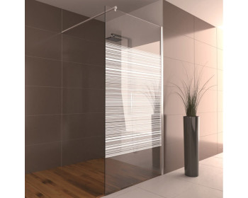 Walk-In Dusche GUBI WI-700-0628 - Ausführung in glanzverchromt mit Digitaldruck Streifen weiss