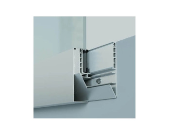 Querschnitt - Geländerprofil EASY GLASS SMART Y zur Frontmontage an eine Wand mit Blendleiste