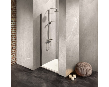 Nischendusche Echtglas mit MAXIMA Duschbeschlagtechnik, Aussenansicht links montiert