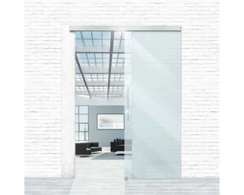 Glasschiebetür zur Wandmontage mit Schiebetürbeschlag DORMA MUTO Comfort L 80