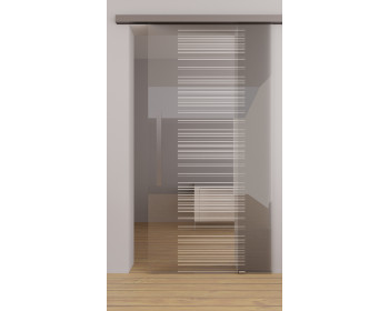 Glasschiebetuer zur Wandmontage Half Lines - Streifendekor mit Active Line
