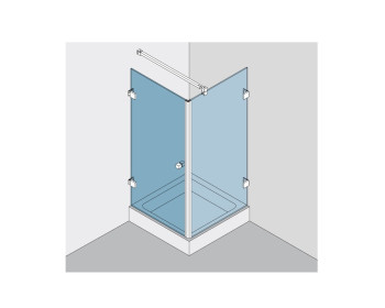 Eckdusche BF 112 Typ 130W - Seitenteil mit Winkelverbindern befestigt
