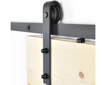 Detailansicht - BASIC - Set Holzschiebetür mit Grifftechnik, Schiebetürbeschlag punktgehalten, zur Wandmontage