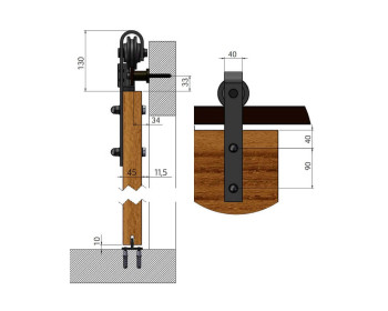 GUBI-Basic Holzschiebetürbeschlag TOLUCA - Details