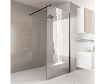 Walk-In Dusche GUBI WI-700-0521 - Modell Wasserfall - Ausführung in schwarz