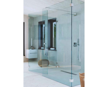Beispiel einer Dusche mit EXCITE Duschtür-Pendelband Glas an Glas 90°