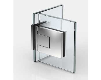 Montagebeispiel - Pauli und Sohn Pontere+ Duschtürpendelband Glas an Glas 180°, Band mit Glastürflügel bündig am Festteil montiert