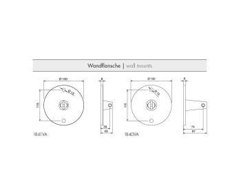 Detail Masse der Wandflansche Art-Nr. 1841 und 1840