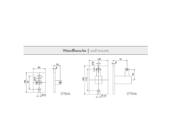 Detail Masse der Wandflansche Art-Nr. 1778 und 1779