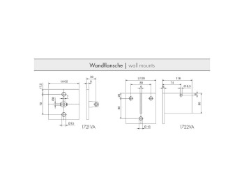 Detail Masse der Wandflansche Art-Nr. 1721 und 1722
