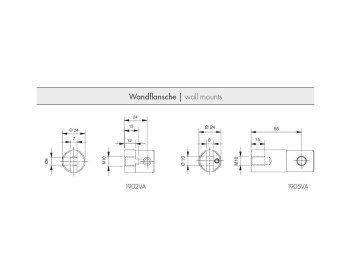 Detail Masse der Wandflansche Art-Nr. 1902 und 1905