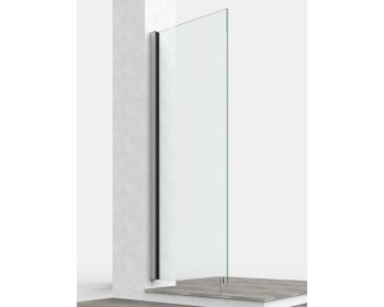Einbaubeispiel - Windfang aus Glas mit Profilbefestigung an der Wand und Bodenhalter