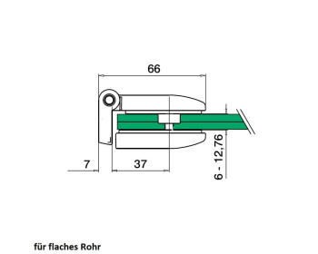 Querschnitt mit Glas für flaches Rohr