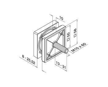 Masse - EASY GLASS Glasadapter punktgehalten, quadratisch, mit Grundplattenhöhe 10 mm