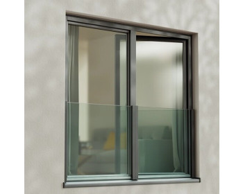 Einbaubeispiel - Profilset VIEW zur Fensterrahmenmontage mit Mittelprofil in Aluminium roh mit RAL-Beschichtung
