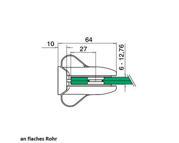 Querschnitt mit Glas für flaches Rohr