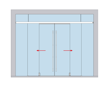 Schiebetuerbeschlag MUTO Telescopic - Glas an Glas, 4flg, mitfahrende Bodenfuehrung