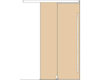 Holzschiebetuerbeschlag MUTO Telescopic - Wandmontage, DIN rechts, mitfahrende Bodenfuehrung
