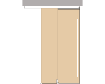 Holzschiebetuerbeschlag MUTO Telescopic - Deckenmontage, DIN rechts, mitfahrende Bodenfuehrung
