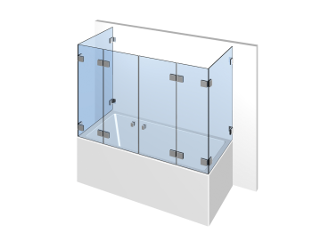 Badewannenaufsatzverglasung komplett fuer eine Badewanne im System Nivello+ flachenbuendig
