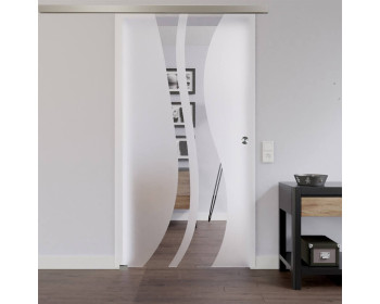 Glasschiebetuer zur Wandmontage mit Dekor - Active Line