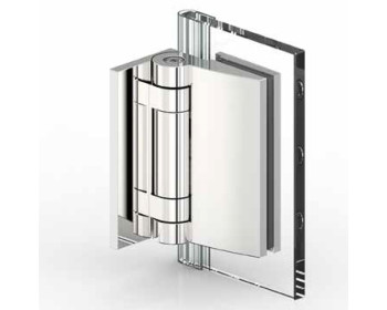 TURA Duschtürband Glas an Wand 90°, Laschenbefestigung in Öffnungsrichtung nach aussen, für Duschen und Saunen