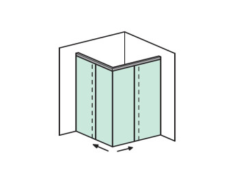 Duschbeschlagset vitris Aquant 40, für 2fügelige Duschschiebetür mit Festteilen in einer Ecke, mit SoftStop, ohne Grifftechnik