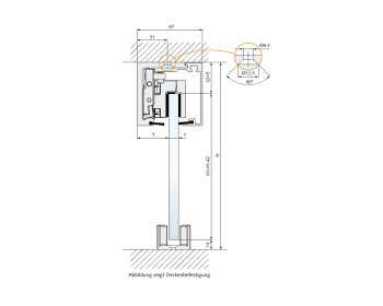 Querschnitt Deckenmontage bei NOVA 180 Glasschiebetuer