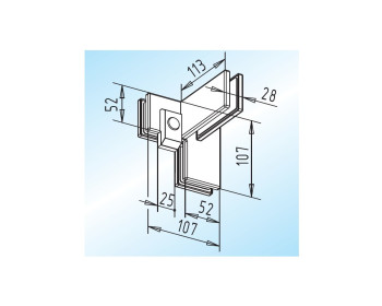 WSS Winkelverbinder PT 65.1 mit einseitige Aussteifung, mit Anschlag, DIN rechts / Anschlag aussen, Innenansicht