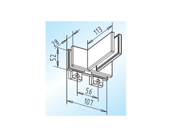 WSS Oberlichtverbinder PT 71.1 mit einseitiger Aussteifung, mit Anschlag, in DIN links/rechts / Anschlag aussen, Innenansicht