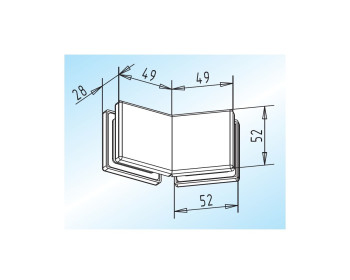 WSS Oberlichtverbinder PT 73.2, abgewinkelt 135°, ohne Anschlag, Innenansicht